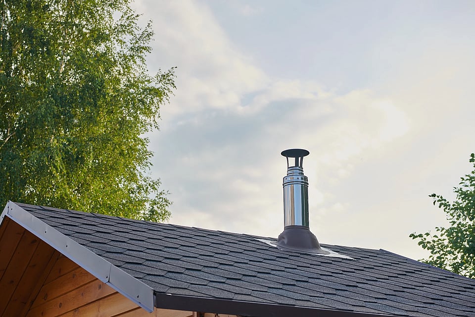 Adobe Stock image of a metal chimney flue.