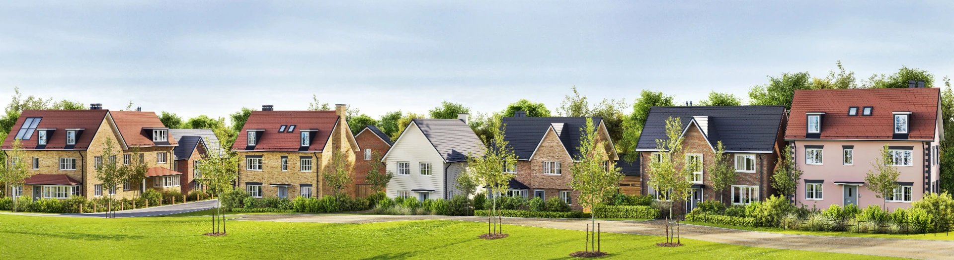 Adobe Stock image of houses lined up on a street.