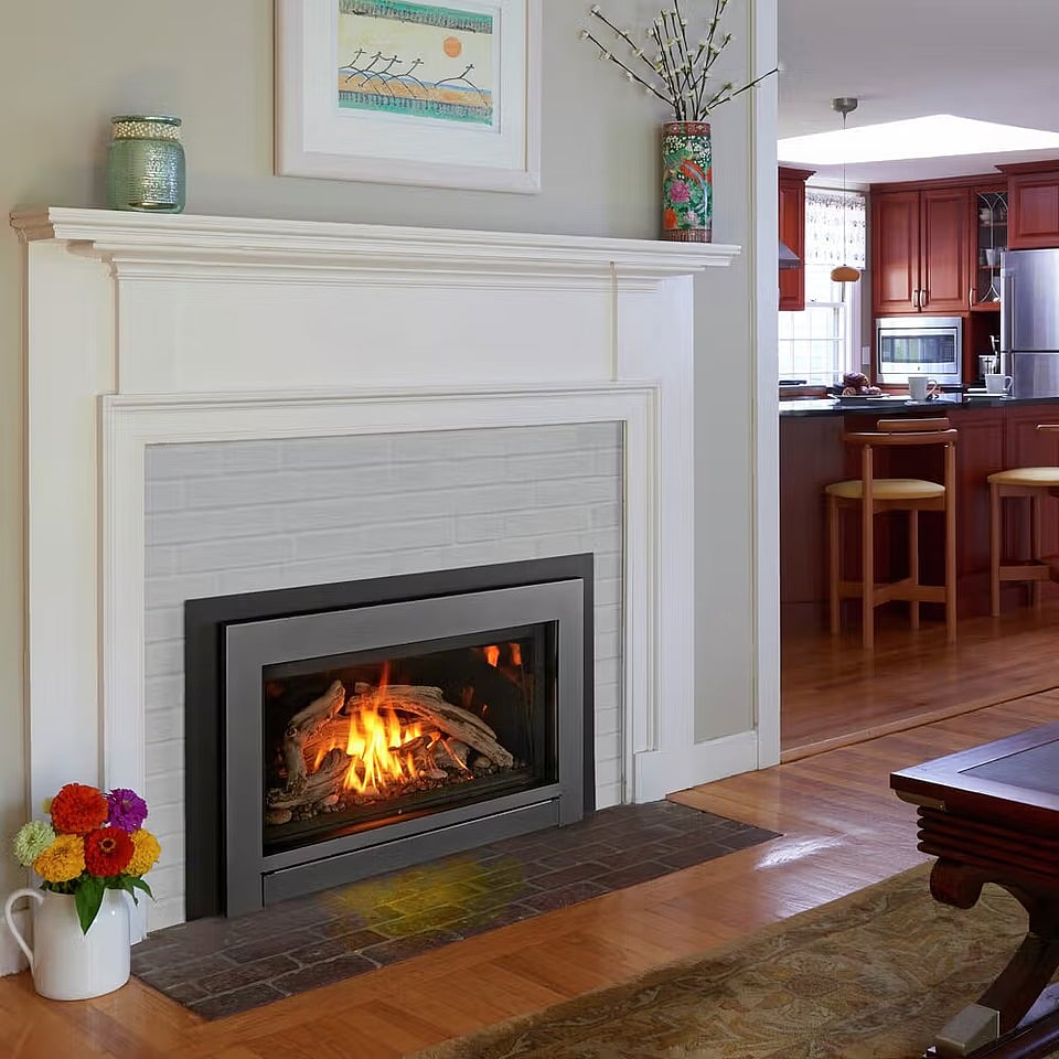 A gas fireplace insert by Jotul.