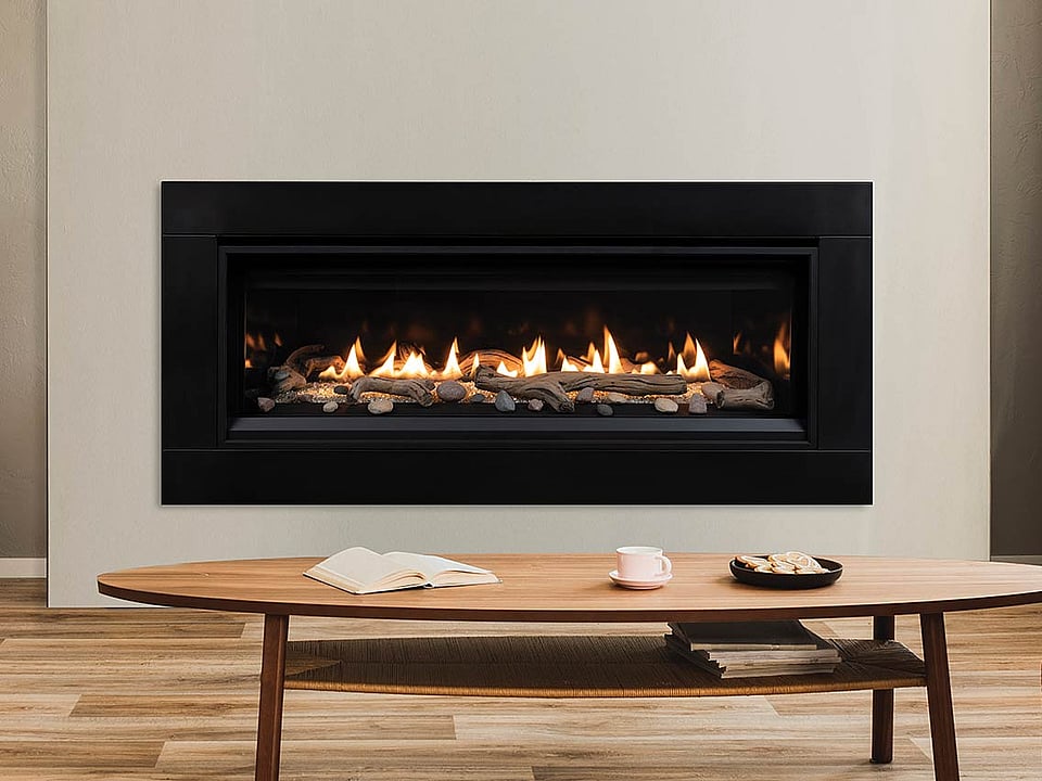 Superior gas fireplace in a living room.