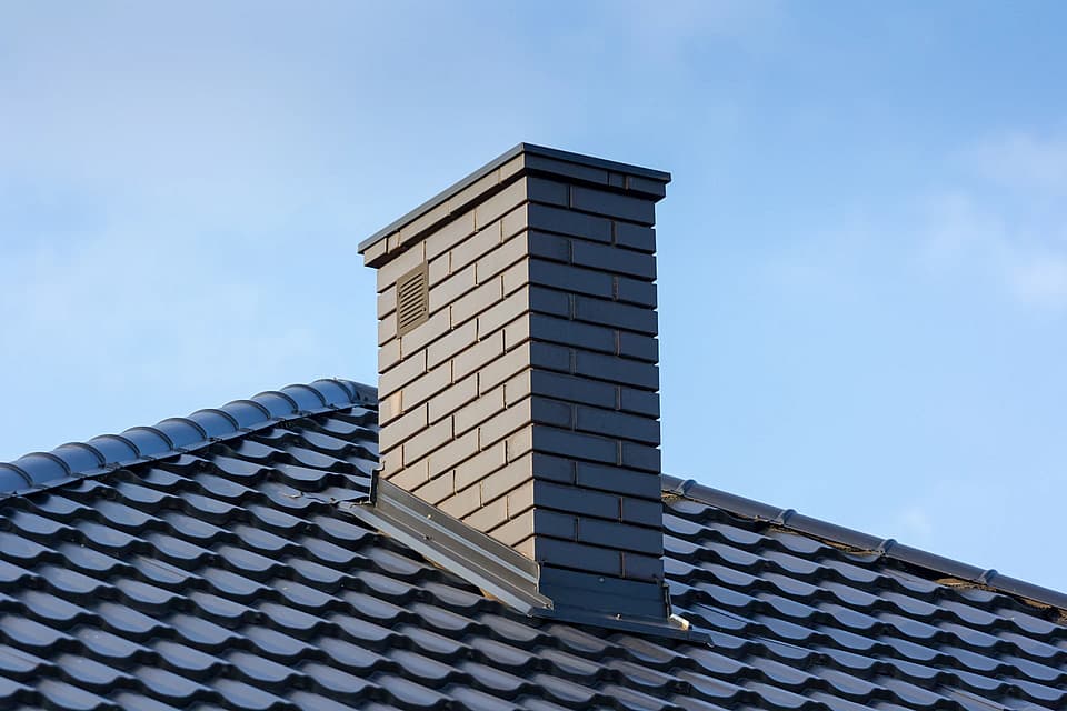 Gray brick chimney