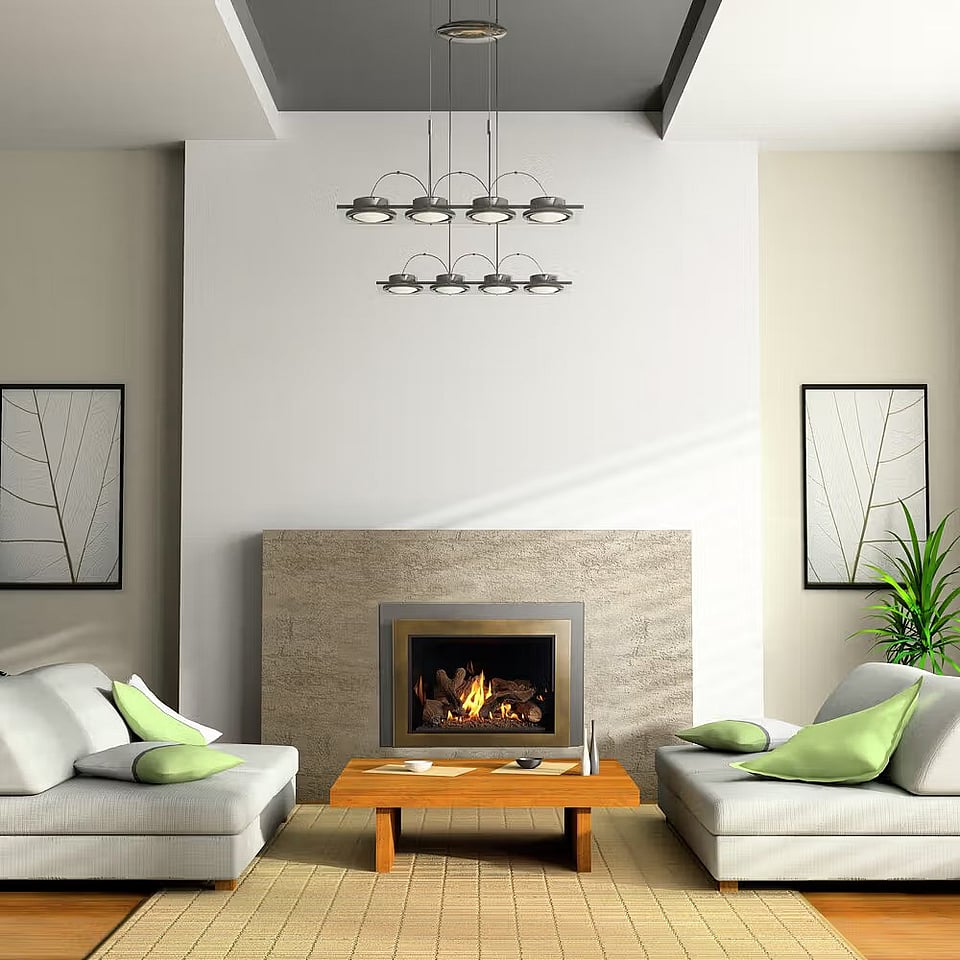 Gas fireplace insert by Jotul.