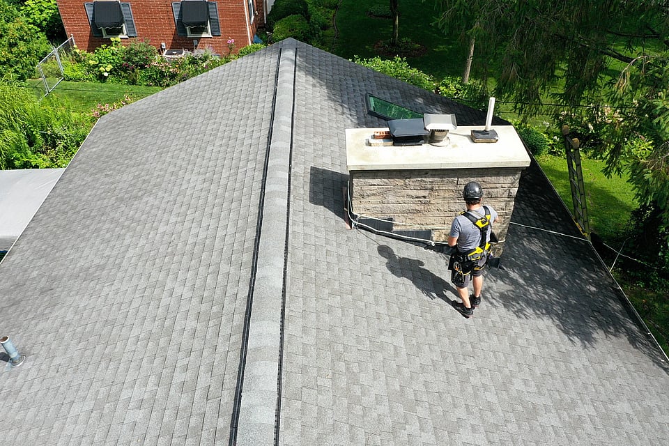 Blackburns technician examining a chimney in Pickerington, OH