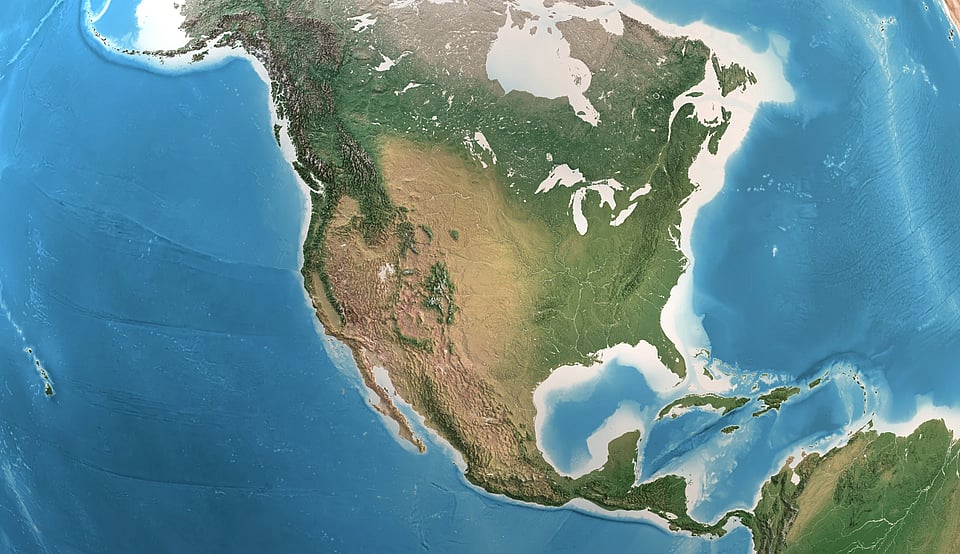 Birds’ eye view of the United States.