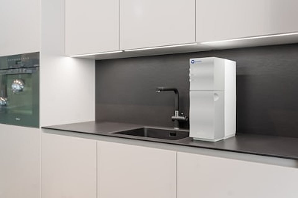 Water softener in a kitchen