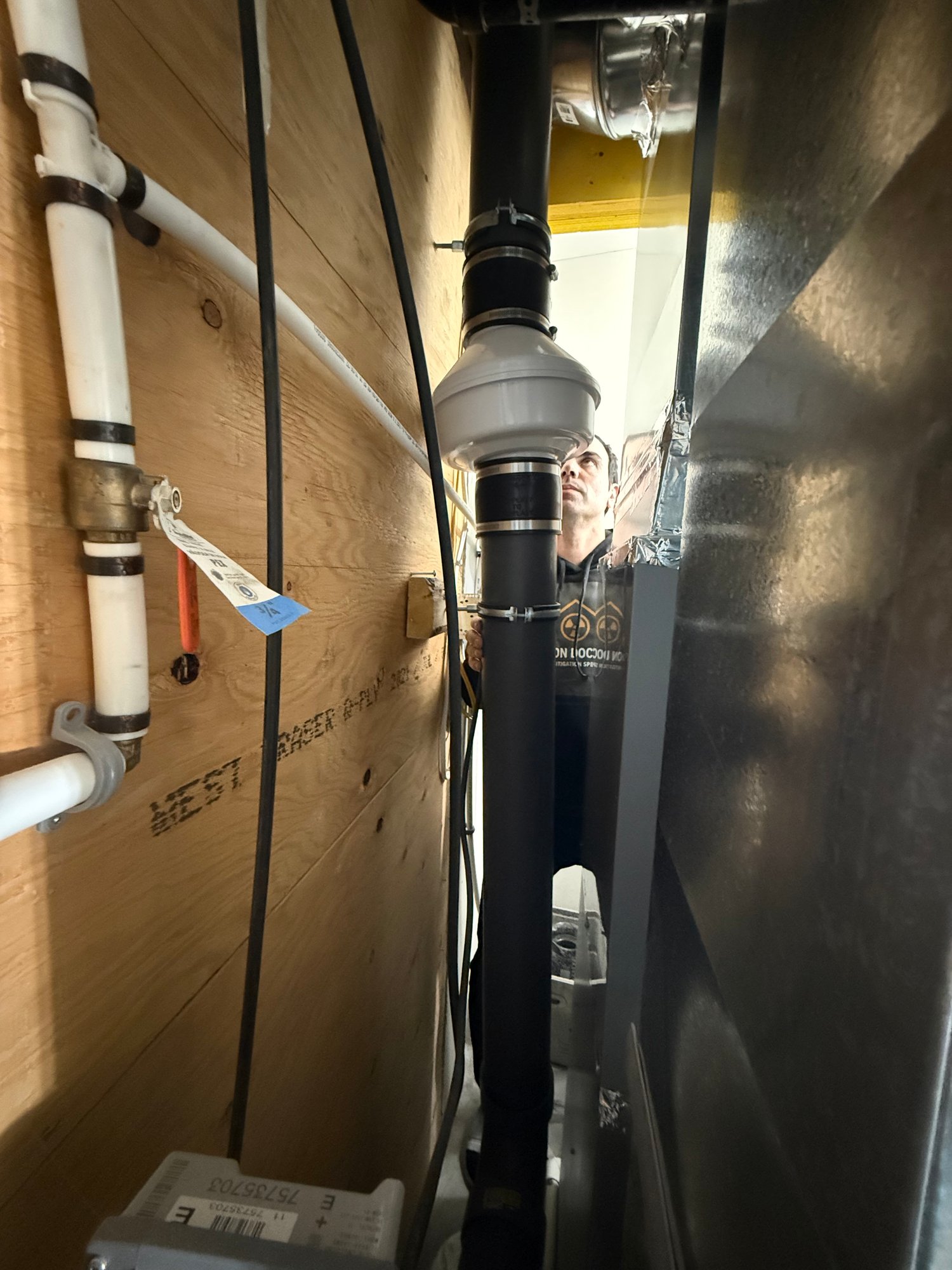 Radon mitigation system close-up
