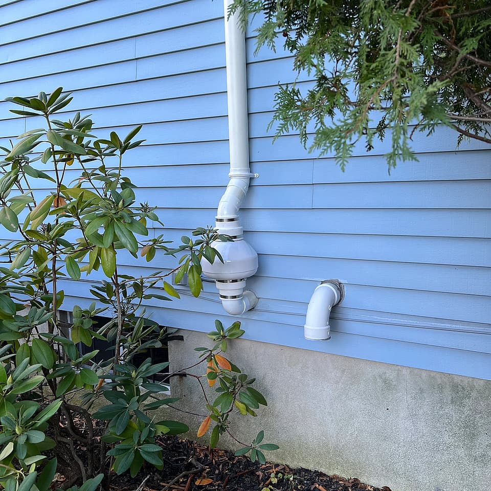 A radon mitigation system installed by Radon Removal in New Jersey.