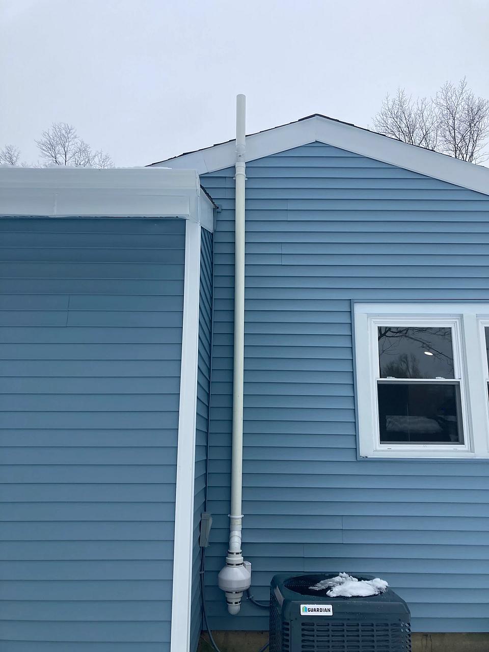 A radon mitigation system installed by Radon Removal in New Jersey.