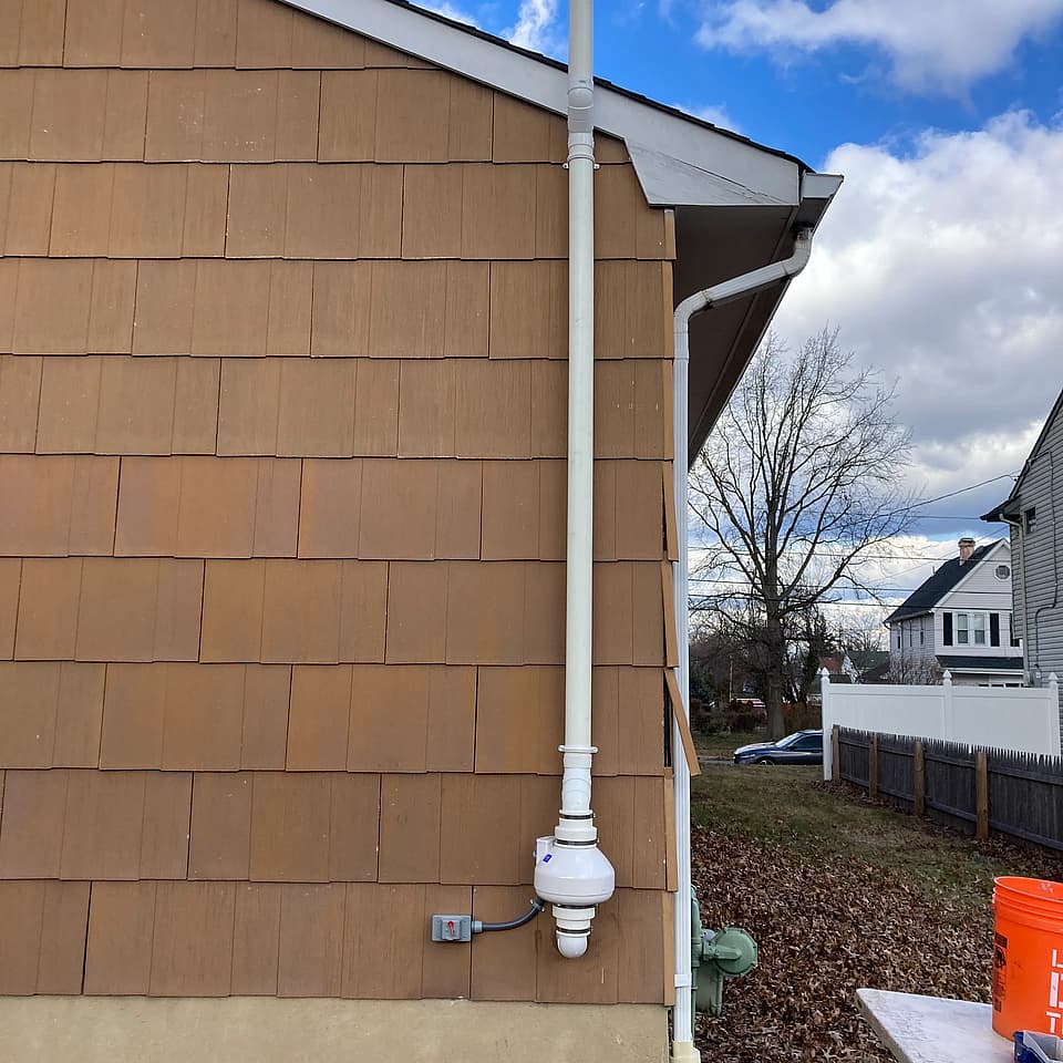 A radon mitigation system installed by Radon Removal in New Jersey.