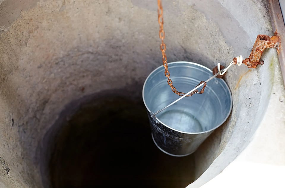 Bucket inside of a well