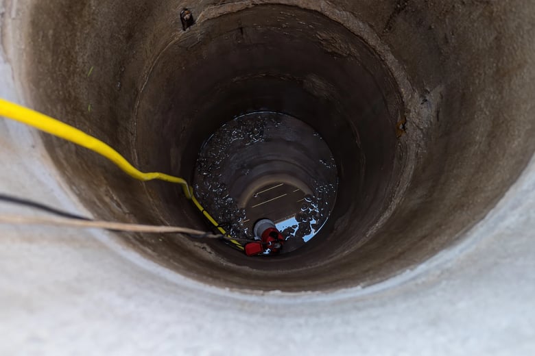 Adobe Stock image of a view looking down into a well.