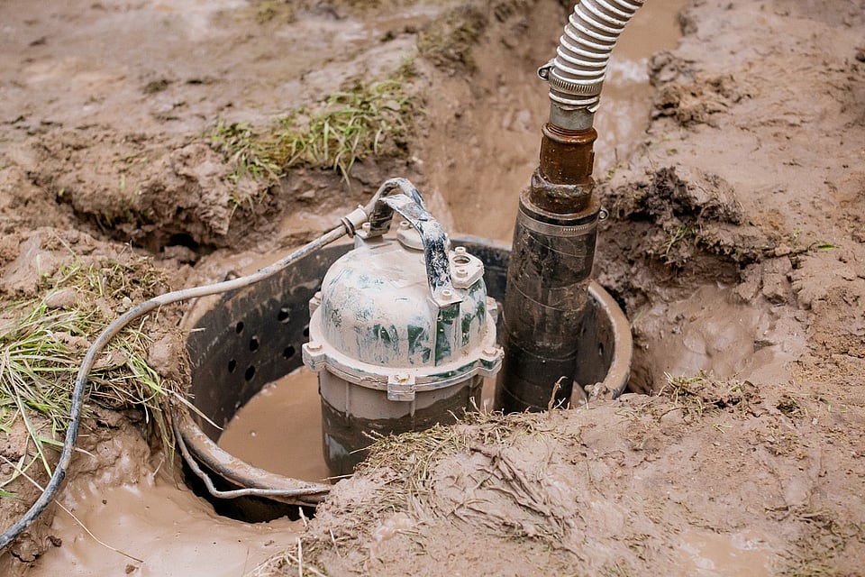 Adobe Stock image of a well and equipment covered in mud.