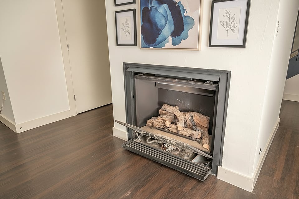 Gas fireplace open for repairs
