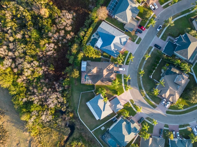 Adobe Stock image of an aerial view of a cul-de-sac.