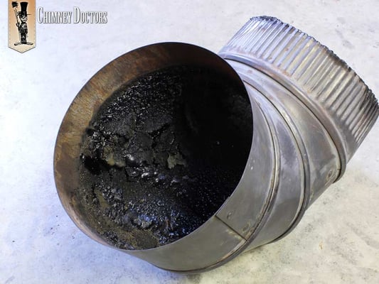 Creosote buildup in a pipe